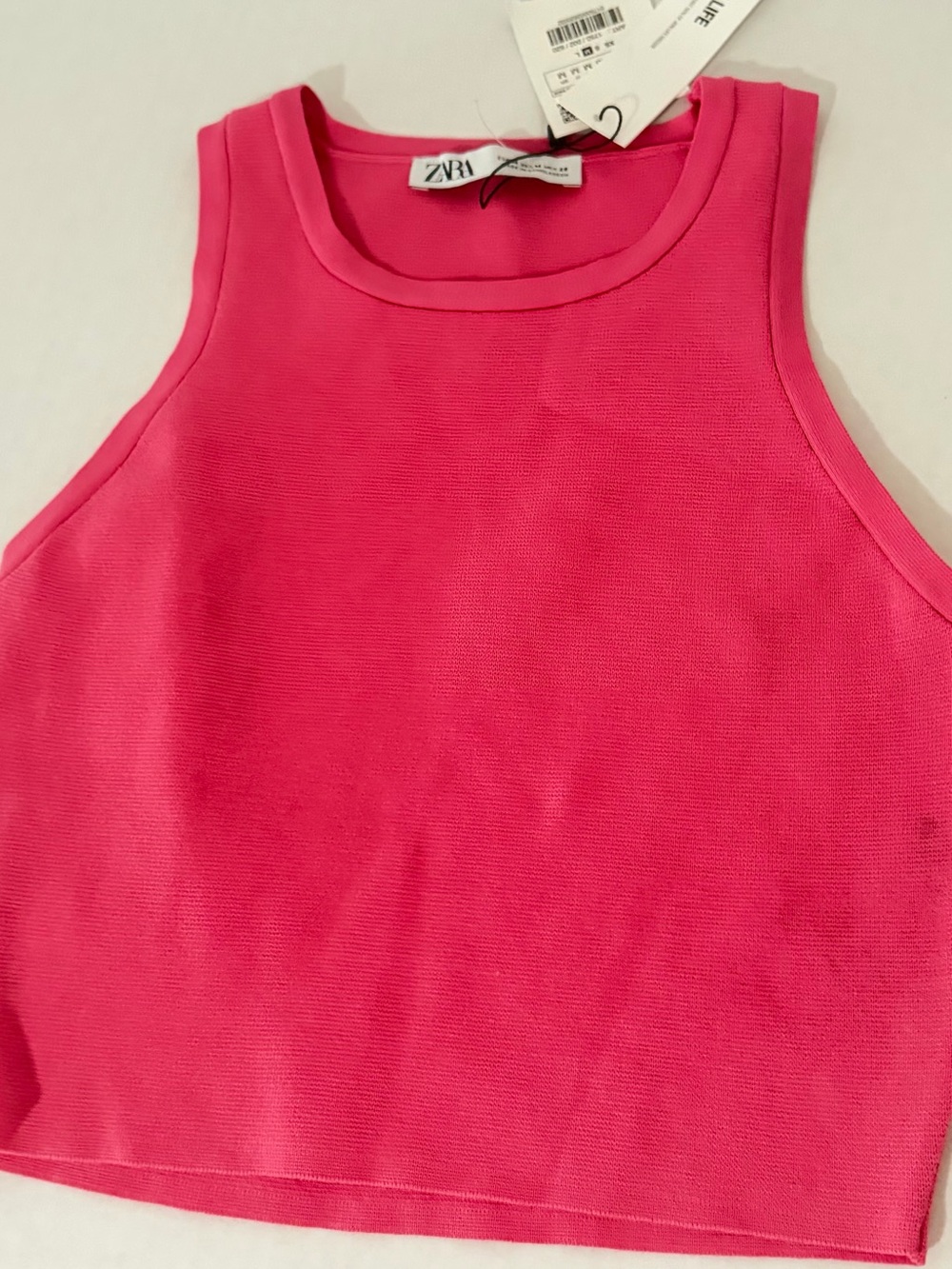 Zara Bright Pink Ribbed Tank Top